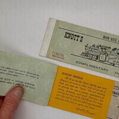 Lot of Two Vintage 70's Complimentary Bonanza Fun Book booklets with Main Gate Tickets and Ghost Town Tickets plus Two detached...