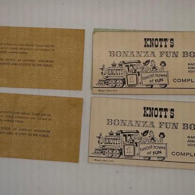 Lot of Two Vintage 70's Complimentary Bonanza Fun Book booklets with Main Gate Tickets and Ghost Town Tickets plus Two detached...