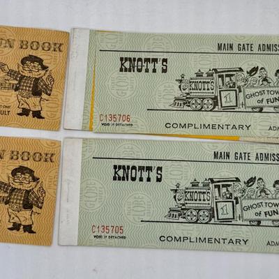 Lot of Two Vintage 70's Complimentary Bonanza Fun Book booklets with Main Gate Tickets and Ghost Town Tickets plus Two detached...