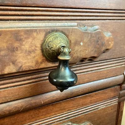 LOT 55: Antique / Marble Top Three Drawer Dresser