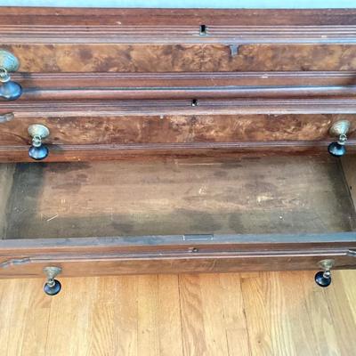 LOT 55: Antique / Marble Top Three Drawer Dresser