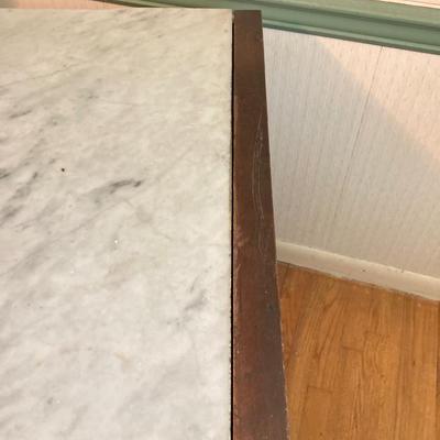 LOT 55: Antique / Marble Top Three Drawer Dresser