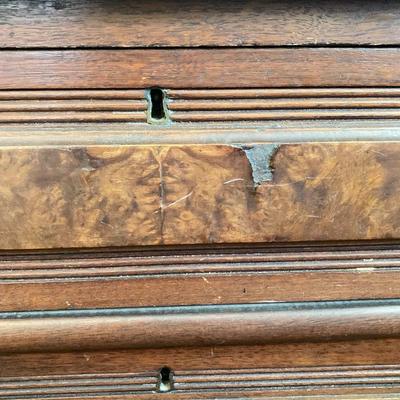 LOT 55: Antique / Marble Top Three Drawer Dresser