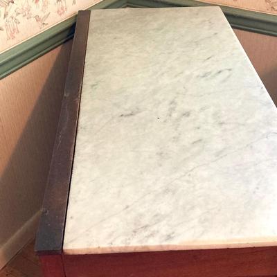 LOT 55: Antique / Marble Top Three Drawer Dresser