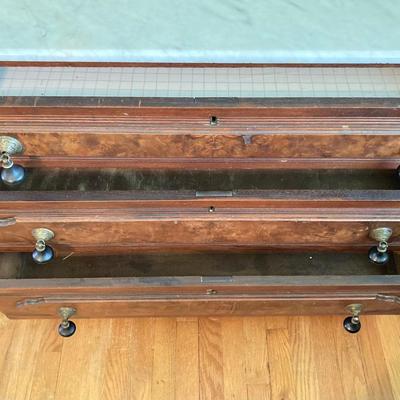 LOT 55: Antique / Marble Top Three Drawer Dresser