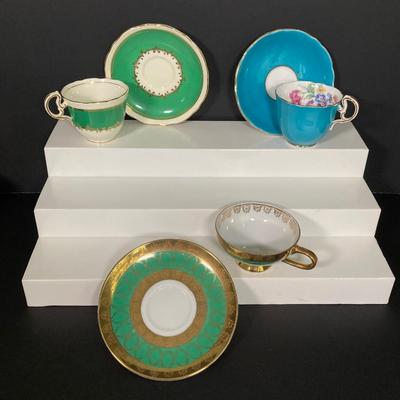 LOT 61: Collection of Beautiful Tea Cups and Saucers - Wedgwood "Geneva", Royal Vienna 1020, Kunst Kronach, Aynsley, English...