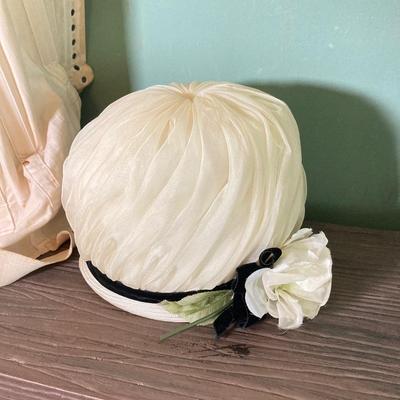 LOT 63: Vintage Corset, Stockings, Hat, Blouse along with Vintage Style Shoes and a Pair of Wicker Busts