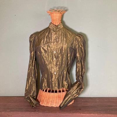 LOT 63: Vintage Corset, Stockings, Hat, Blouse along with Vintage Style Shoes and a Pair of Wicker Busts