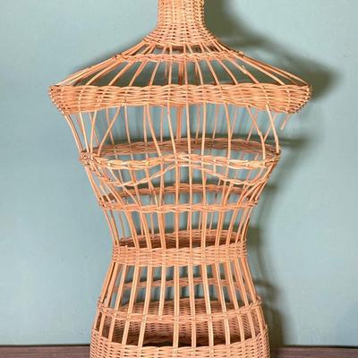 LOT 63: Vintage Corset, Stockings, Hat, Blouse along with Vintage Style Shoes and a Pair of Wicker Busts