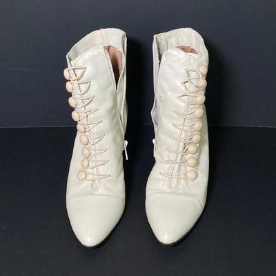 LOT 63: Vintage Corset, Stockings, Hat, Blouse along with Vintage Style Shoes and a Pair of Wicker Busts