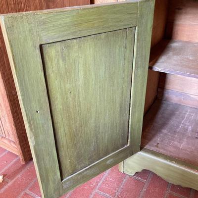 LOT 64: Vintage Painted Green Cabinet with Marble Top