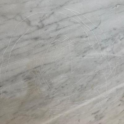 LOT 64: Vintage Painted Green Cabinet with Marble Top