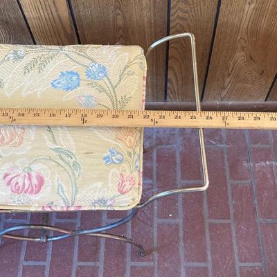 LOT 66: Brass Vanity Seat, with Brass Magazine Holder, Wall Art and Picture Frames