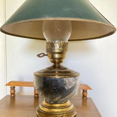 LOT 69: Adorable Wooden Side / Book Table with Vintage Lantern Style Lamp and Collection of American History / War Books