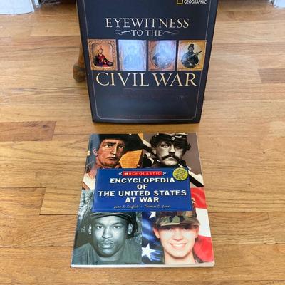 LOT 69: Adorable Wooden Side / Book Table with Vintage Lantern Style Lamp and Collection of American History / War Books