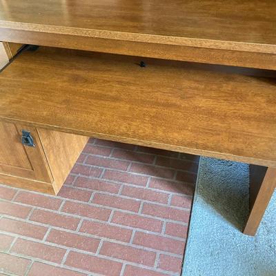 LOT 70: Office Desk with Contents - Dell Monitor SE198WFPv, Tablets, Paper, Picture Frames and More