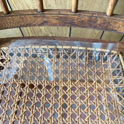 LOT 71: Four Handcrafted Vintage Caned Seat Wooden Chairs