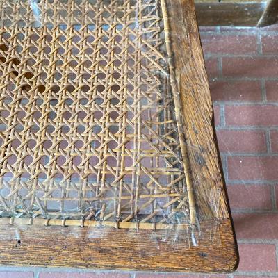 LOT 71: Four Handcrafted Vintage Caned Seat Wooden Chairs