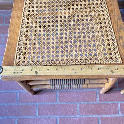 LOT 71: Four Handcrafted Vintage Caned Seat Wooden Chairs