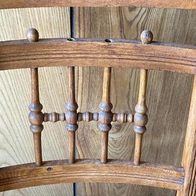 LOT 71: Four Handcrafted Vintage Caned Seat Wooden Chairs