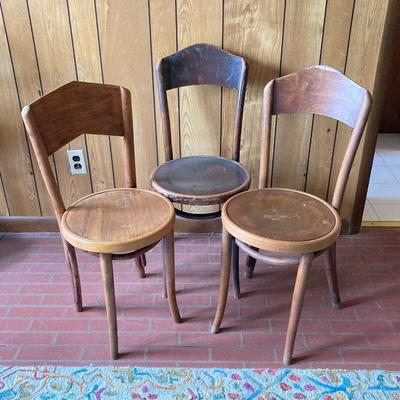 LOT 73: Three Vintage / Antique Bentwood Chairs - Semper Sursum Mazowia and Made in Poland