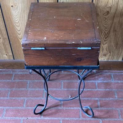 LOT 74: Wooden Box Style Side Table with Throw Rugs, Picture Frames and More