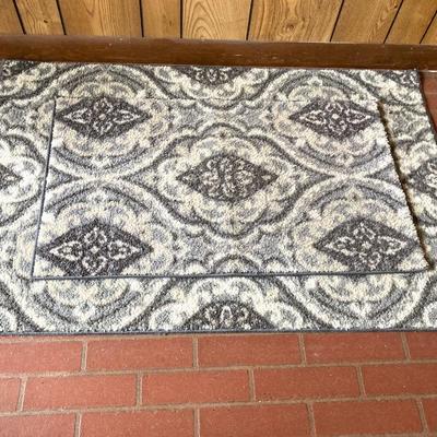 LOT 74: Wooden Box Style Side Table with Throw Rugs, Picture Frames and More