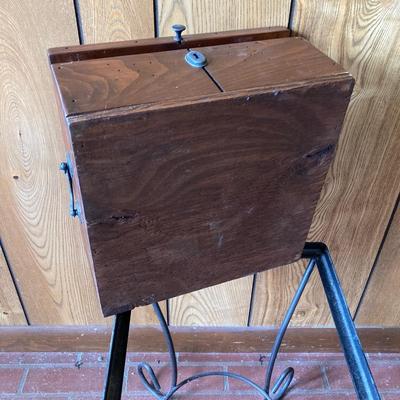 LOT 74: Wooden Box Style Side Table with Throw Rugs, Picture Frames and More