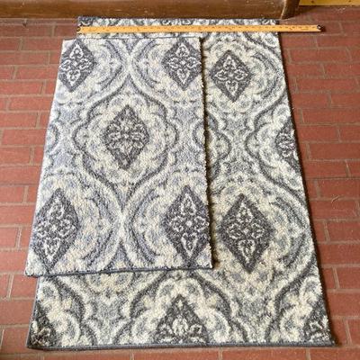 LOT 74: Wooden Box Style Side Table with Throw Rugs, Picture Frames and More