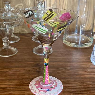 LOT 75: Cabinet / Bar with Contents and Large Collection of Glasses, Decanters, Pitchers and More