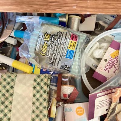 LOT 75: Cabinet / Bar with Contents and Large Collection of Glasses, Decanters, Pitchers and More