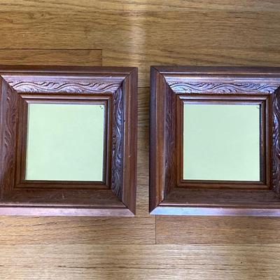 LOT 80: Vintage Wooden Decor Collection - Step Stool, Carved Mirrors, The Season of Blossoms Mirror and Shoe Shine Bucket