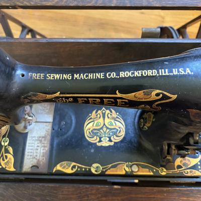 LOT 82: Vintage Free Sewing Machine Company, Rockford Il. & Base