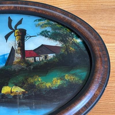 LOT 84: Vintage Oval Reverse Painting