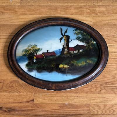 LOT 84: Vintage Oval Reverse Painting