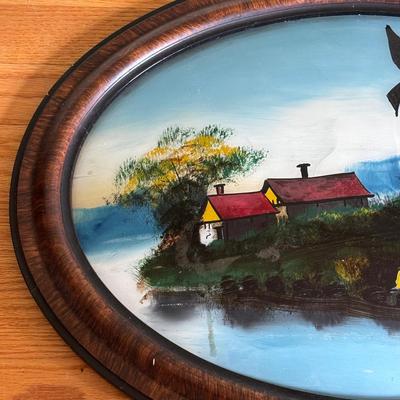 LOT 84: Vintage Oval Reverse Painting