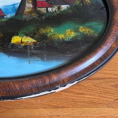 LOT 84: Vintage Oval Reverse Painting