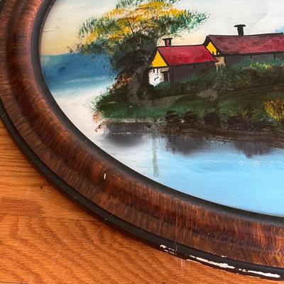 LOT 84: Vintage Oval Reverse Painting