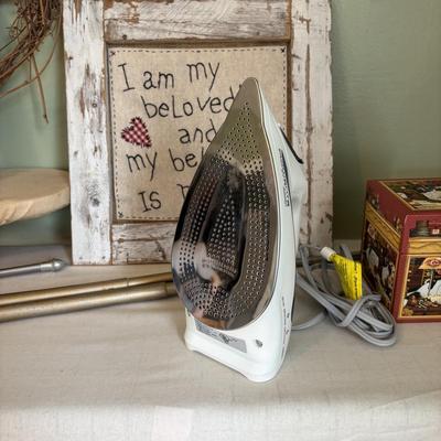 LOT 86: Laundry Collection & More: Rowenta Iron, Tripod Clothes Dryer, Ironing Board and More