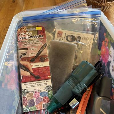 LOT 88: Vintage Needlework Stand, Speed Tufting Tool, Craft Kits and More