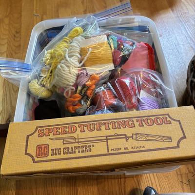 LOT 88: Vintage Needlework Stand, Speed Tufting Tool, Craft Kits and More