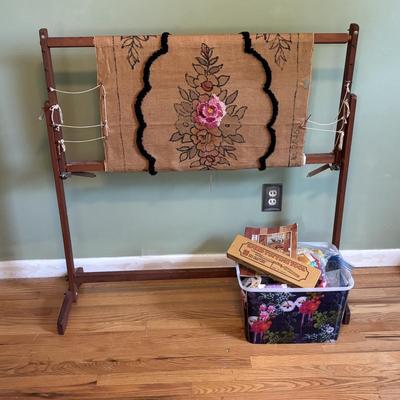 LOT 88: Vintage Needlework Stand, Speed Tufting Tool, Craft Kits and More