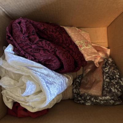 LOT 89: Craft & Sewing Lot: Yarn Lace, Fabric, Thread, Project Book etc.