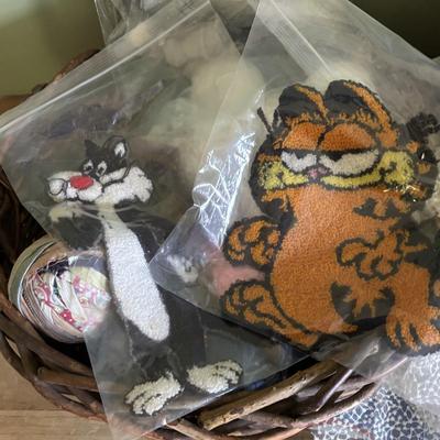 LOT 89: Craft & Sewing Lot: Yarn Lace, Fabric, Thread, Project Book etc.