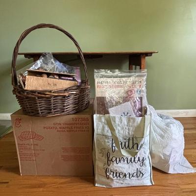 LOT 89: Craft & Sewing Lot: Yarn Lace, Fabric, Thread, Project Book etc.