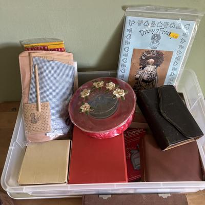 LOT 90: Crafting Lot: Books, Sewing Kits, Punches, Rotary Cutters and More