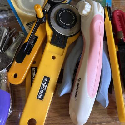 LOT 90: Crafting Lot: Books, Sewing Kits, Punches, Rotary Cutters and More