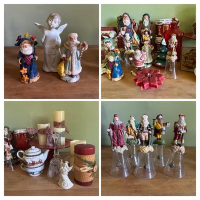 LOT 92: Holiday Collection: Flameless Candles, Hand Carved Santa, Twas the Night Before Christmas Mugs & So Much More