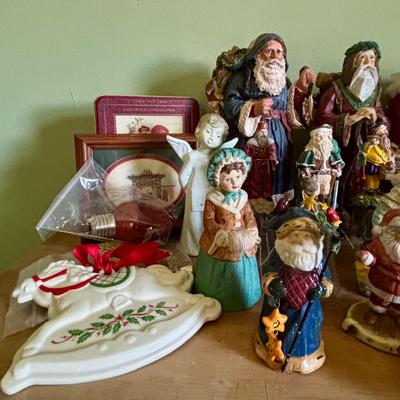 LOT 92: Holiday Collection: Flameless Candles, Hand Carved Santa, Twas the Night Before Christmas Mugs & So Much More