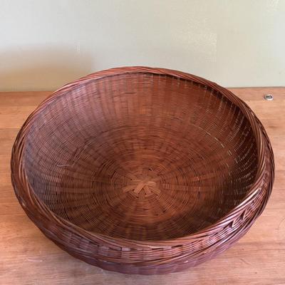 LOT 94 Vintage Floral book Holder, Woven Baskets, Embellished Woven Sewing Baskets, Framed Robert Gardinier 12 Months of Flowers May rint